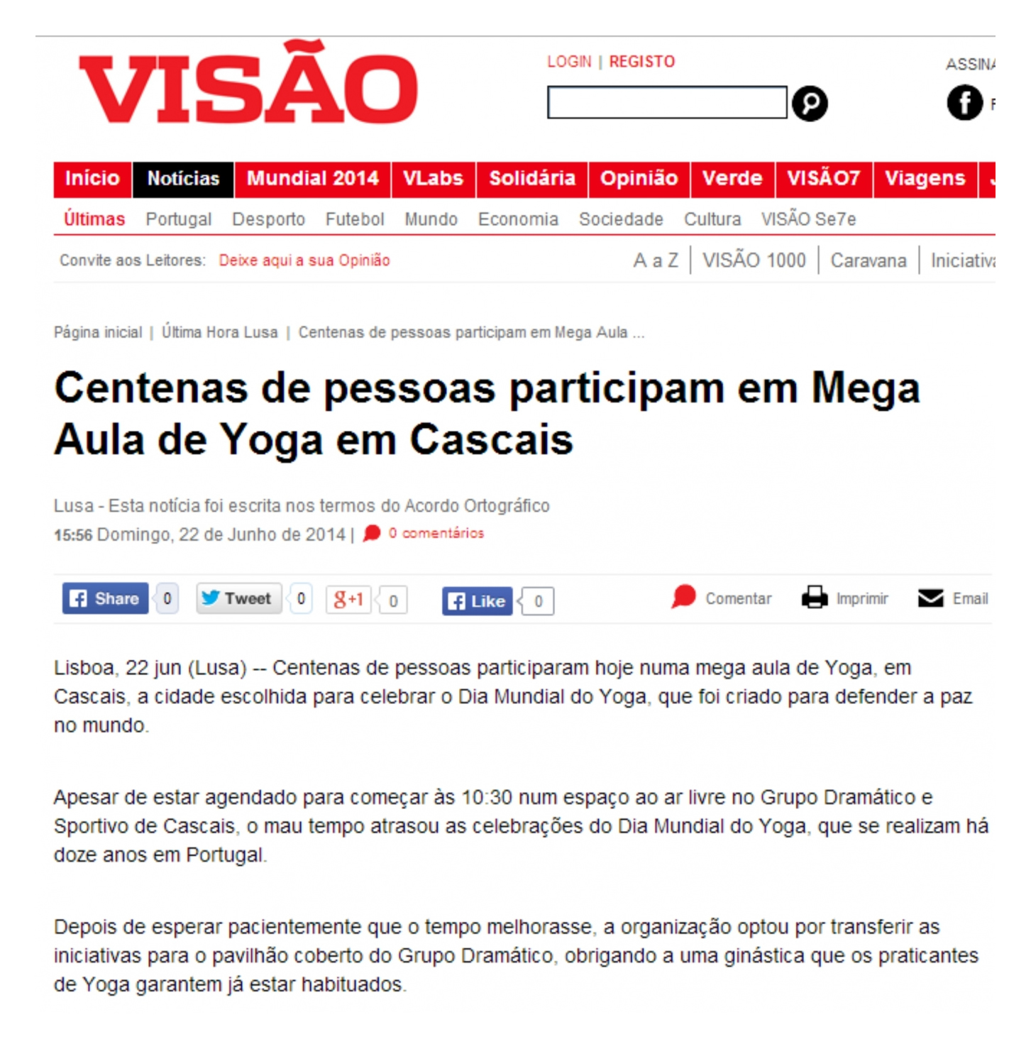 Imprensa - Dia Internacional do Yoga 2014